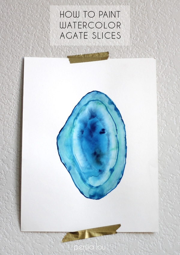 How to Paint a Watercolor Agate Slice tutorial! Make your own art. Persia Lou for @Delineateyourdwelling