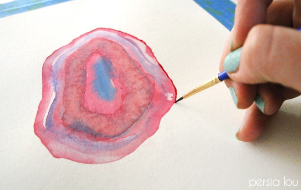 watercolor agate slice detail