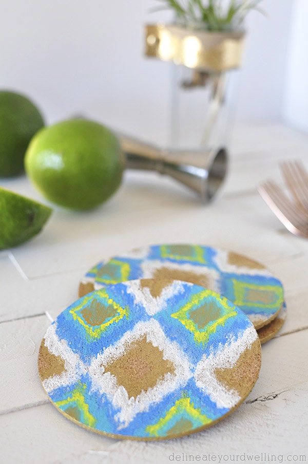 DIY Ikat Coaster closeup, Delineateyourdwelling.com