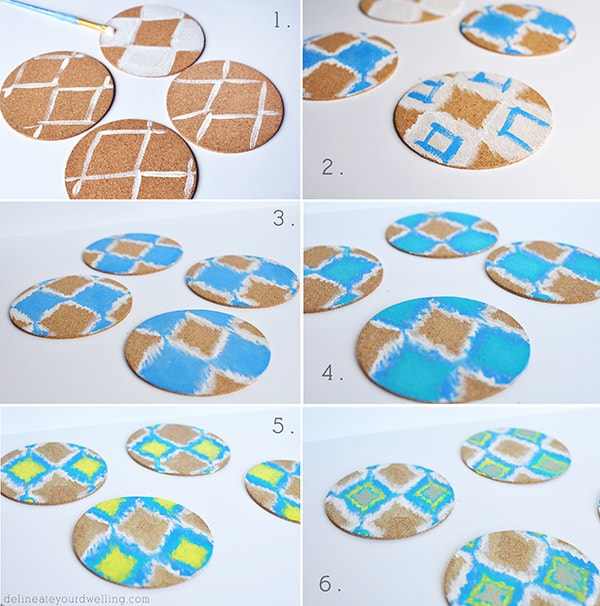 DIY Ikat Coaster steps