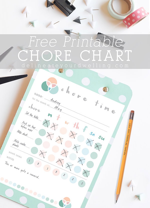 Free to download Printable Chore Chart for your children to encourage helping around the home! Delineate Your Dwelling