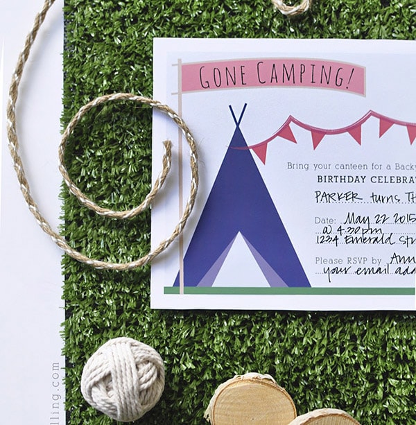 Camping Birthday Party Invitation