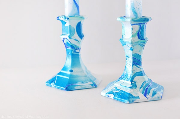 Blue Marbling Candle Holder zoom