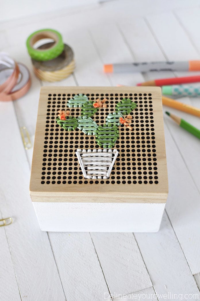 Simple Cacti Embroidery Box, Delineateyourdwelling.com