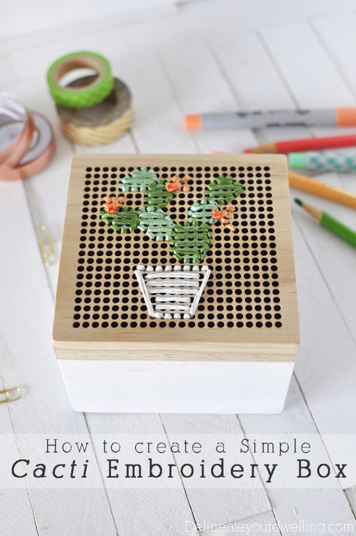 Simple Cacti Embroidery Box, Delineateyourdwelling.com