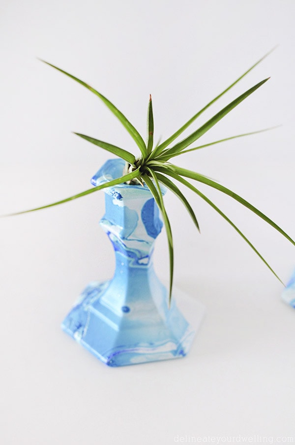 Creative technique, Blue Marbling Candle Holder @Delineateyourdwelling