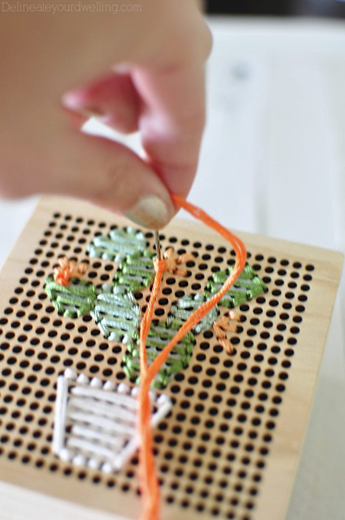 Simple Cacti Embroidery Box sewing