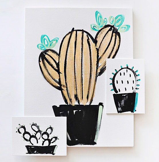 How to paint Cactus and Simple Succulent art