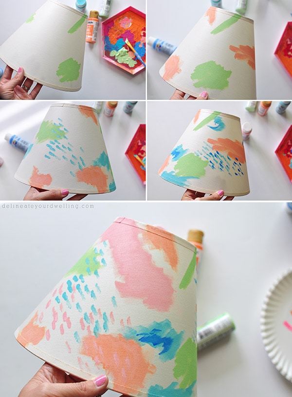 Give an old lamp shade a completely new look with minimal cost at all. Learn how to make a painted DIY Lampshade for your home! Delineate Your Dwelling #DIYPaintLampshade #paintlampshade #lampshadepaint