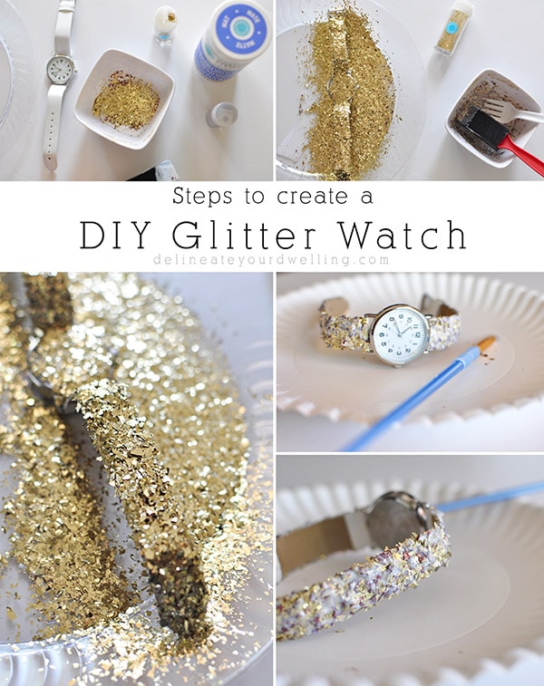 Easy DIY Glitter Watch steps