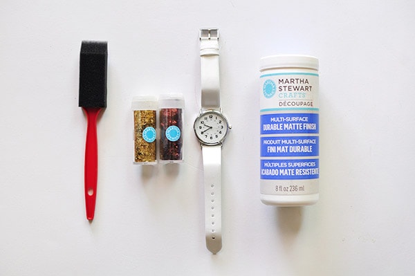 Easy DIY Glitter Watch supplies