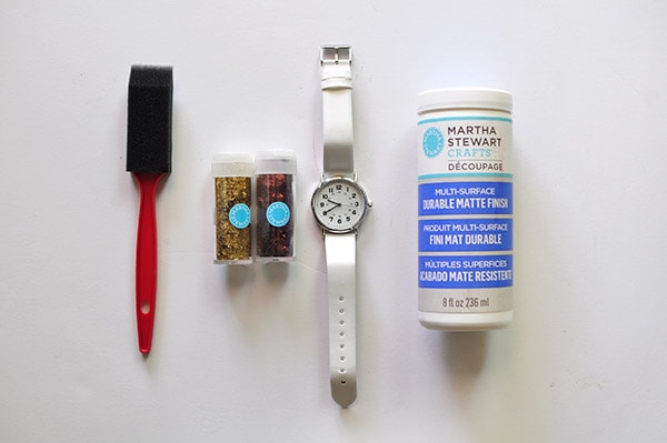 Easy DIY Glitter Watch supplies