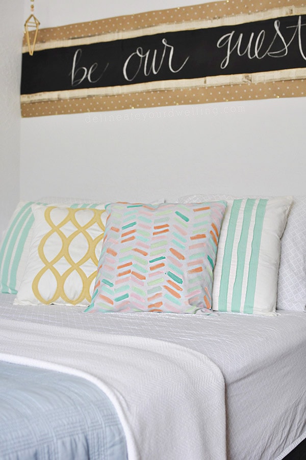 DIY Painted Herringbone Pillow Cover