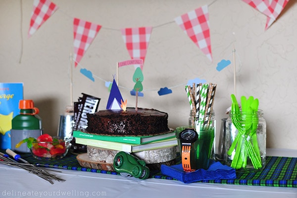Camping themed birthday cake