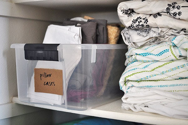 Linen Closet Organization pillow cases