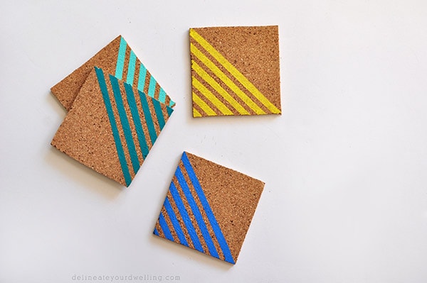 DIY Color Blocked Cork Coasters