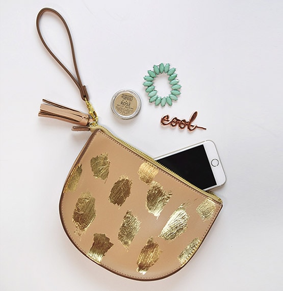 Gold Foil Brushstroke Clutch