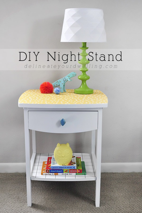 White and Yellow DIY Nightstand