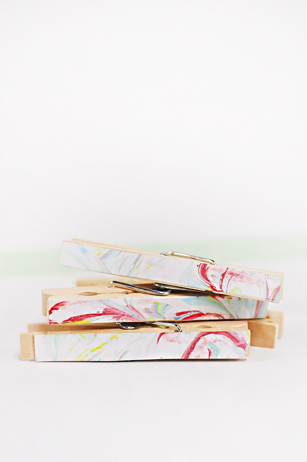 DIY Marbled Clothes Pins, Delineate Your Dwelling