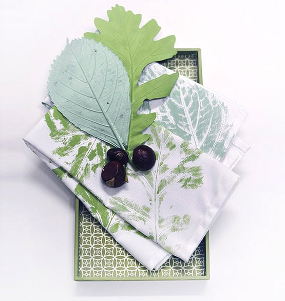 DIY Leaf Stamped Towels