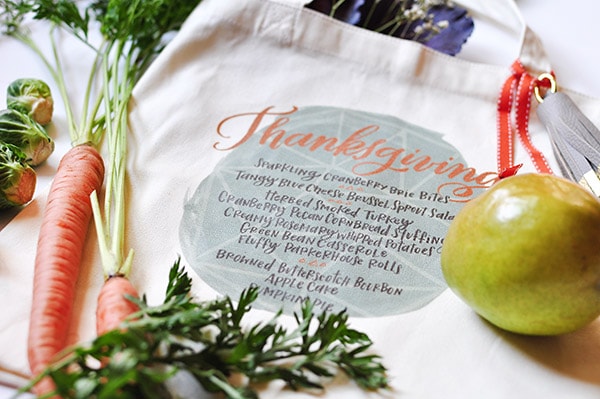 DIY Blue Thanksgiving Tote bag