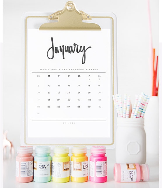 2016 Hand Lettered Calendar