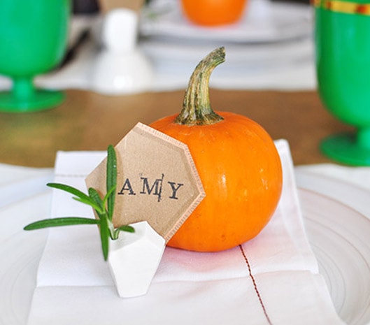 Geometric Clay Place Card Holders for Design Sponge