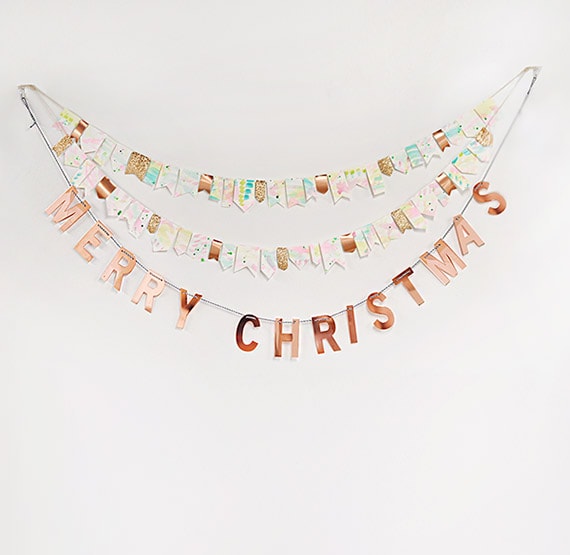 Merry Christmas Watercolor Party Garland