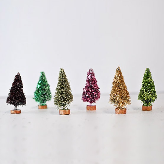 2 Glitter Bottle Brush Trees