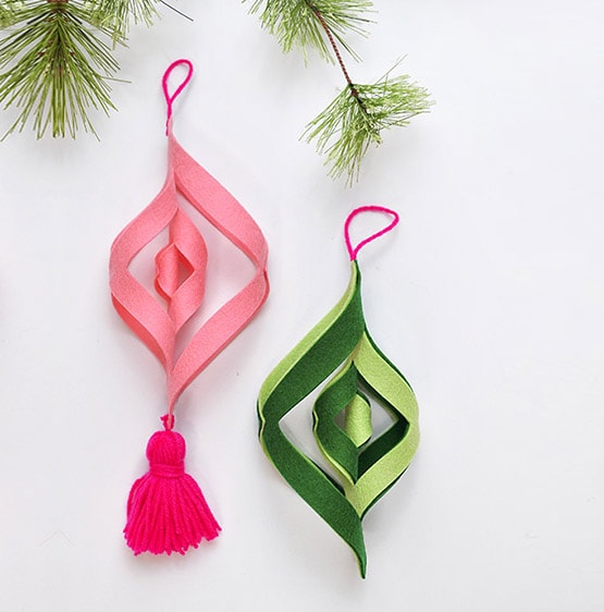 1 DIY Felt Ornament Pink Green