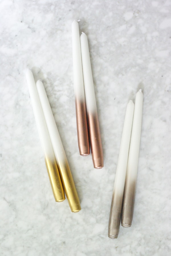 diy metallic dipped candles Feature Friday
