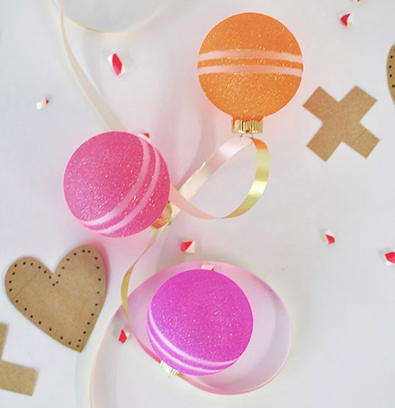 Colorful Glitter Valentine’s Ornaments