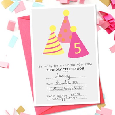 1 PomPom-Birthday-Party-Invitation