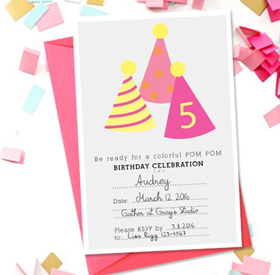 1 PomPom-Birthday-Party-Invitation