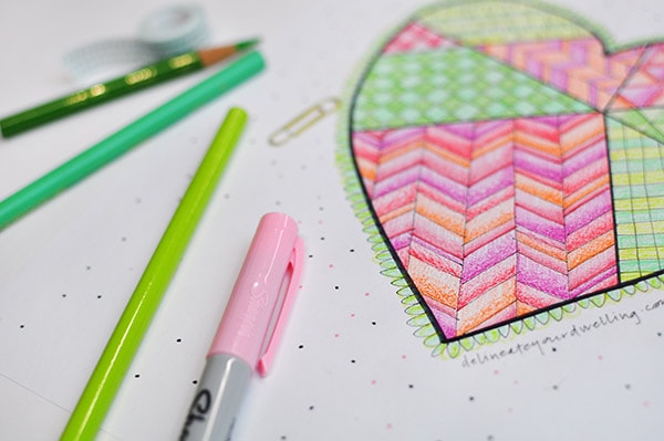 Geometric Heart Coloring Page, Delineateyourdwelling.com