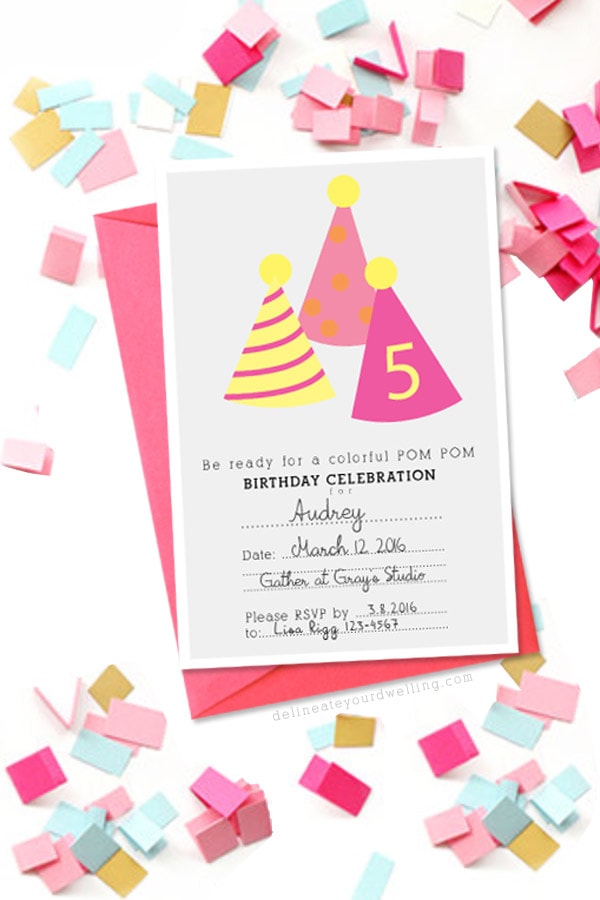 PomPom-Birthday-Party-Invitation, Delineateyourdwelling.com