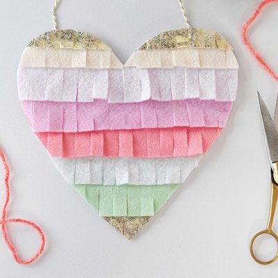 1 Fringed Felt Heart