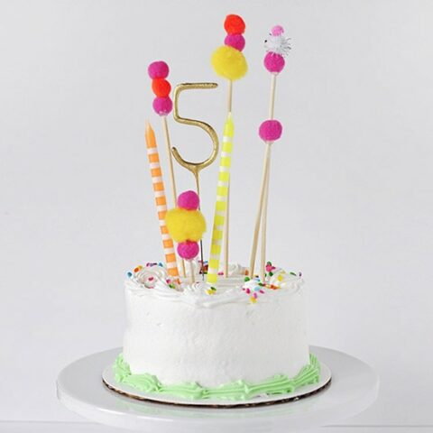 Pom Pom Birthday Cake Topper