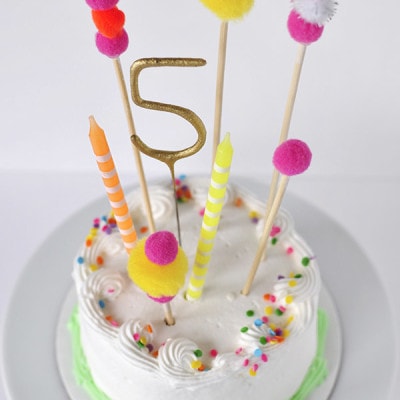 Pom Pom Birthday Cake topper
