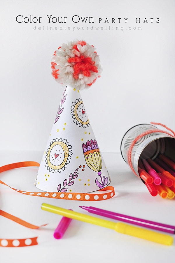 Color Your Own Party Hats