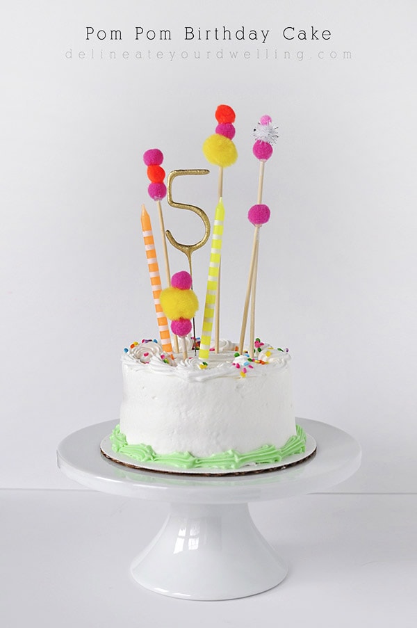 Pom Pom Birthday Cake Topper 