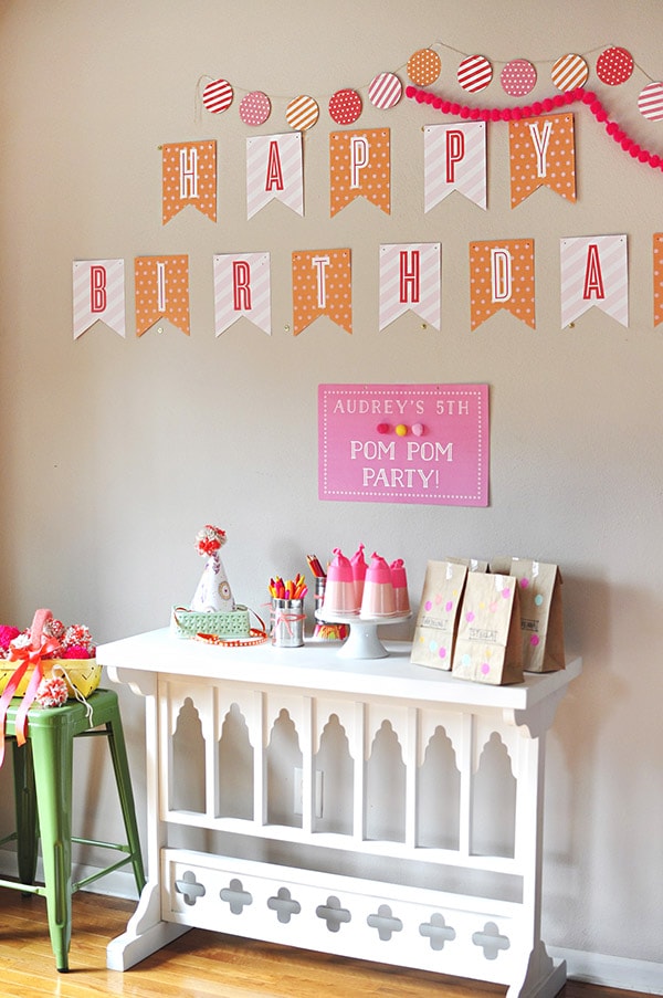 Pom Pom Birthday Party setup