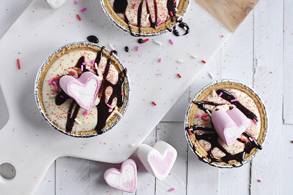 Chocolate drizzled mousse dessert