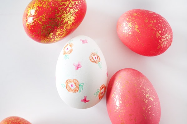 Flower Stamped Easter Eggs