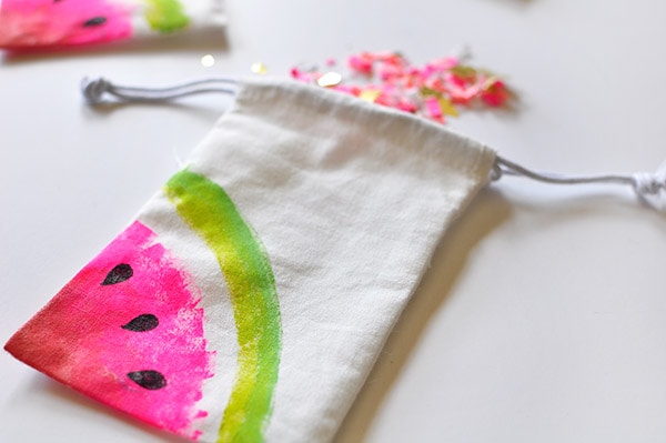 DIY Painted Mini Watermelon Muslin Bag
