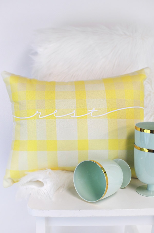 Colorful Plaid Spring Outdoor Pillow, Delineate Your Dwelling