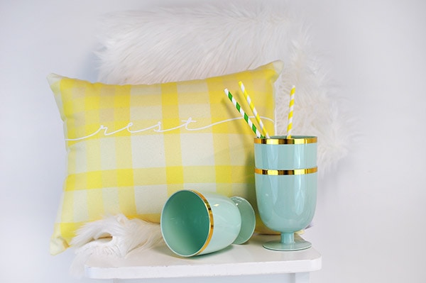 Yellow Plaid Spring Pillow