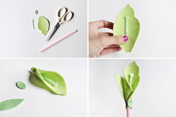 DIY Felt Flowers Green Steps