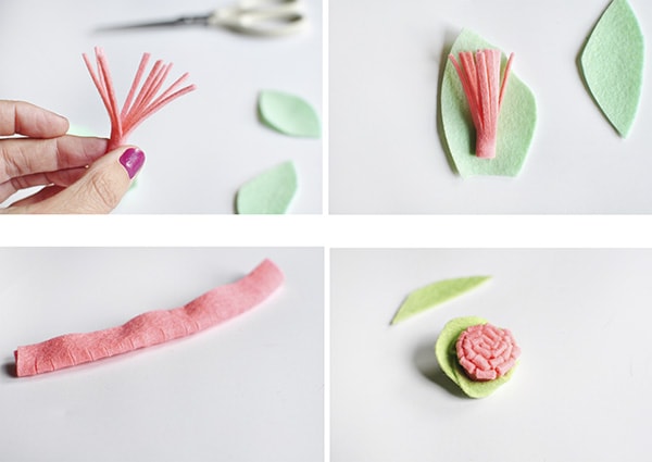 DIY Felt Flowers Pink Steps