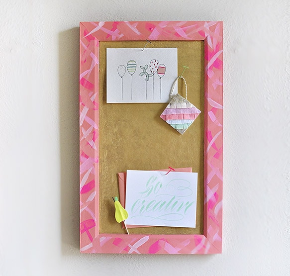 DIY Brushstroke Gold Cork Board